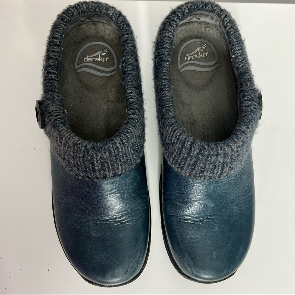 Womens Vintage Dansko Shoes Blue Sweater cuff button Sz 37 - Picture 2 of 8